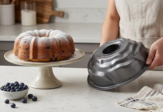 22.4cm Large Carbon Steel Rose-Shaped Bundt Cake Mould Tin for Baking, Silver