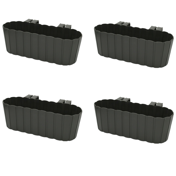 38cm Long Hanging Balcony Planters for Railing, Stone Grey 5L Flower Troughs