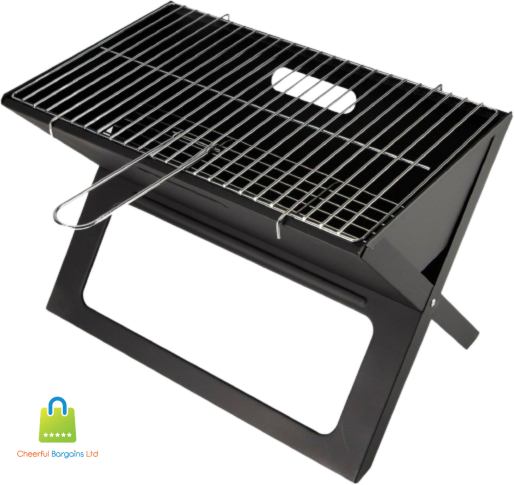 Rammento 45cm Steel Portable Charcoal Grill, Black Folding BBQ Grill with Carry Case