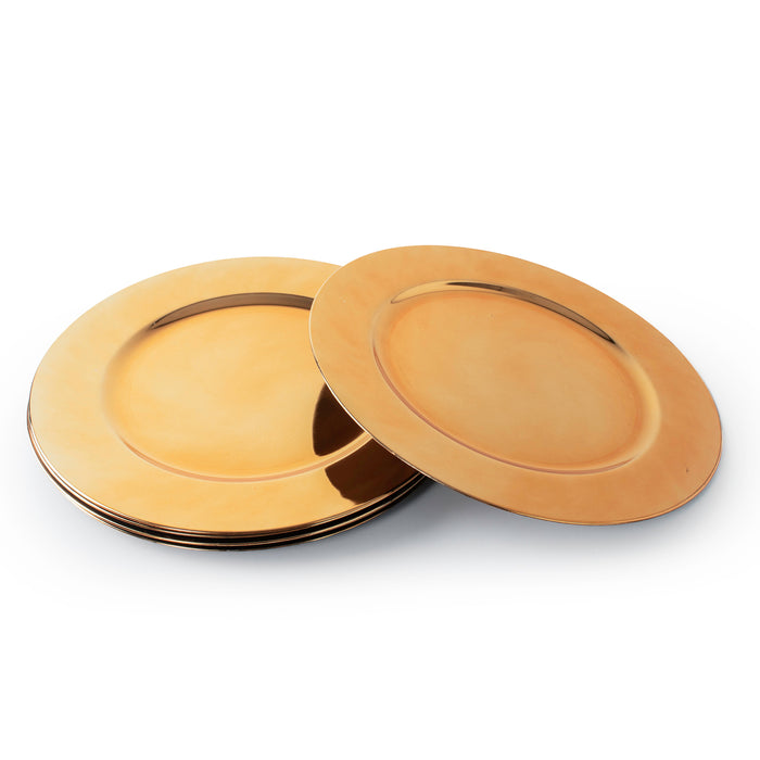 Set of Gold Charger Plates 33cm Round Shiny Under Plates Christmas Dinner Table
