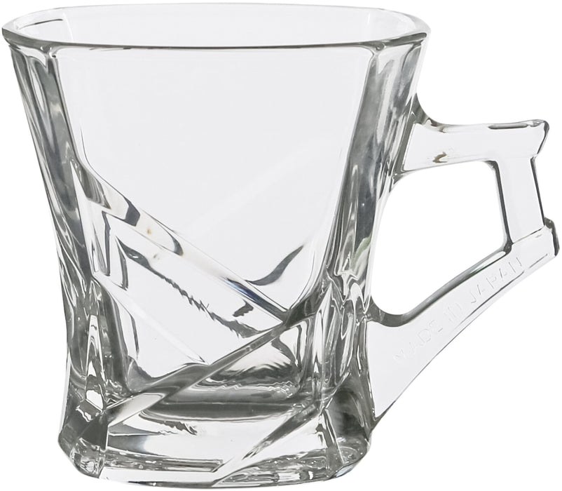 Silica Crystal Set of 6 Tea Glasses with Handles. Glass Square Tea Mugs Gift Box