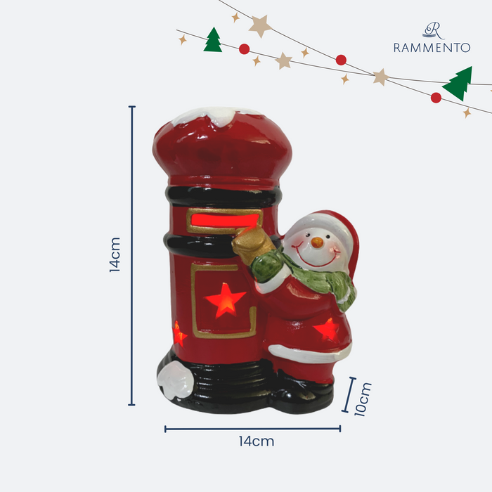 Rammento LED Post Box Christmas Decoration Light-Up Festive Snowman Figurine