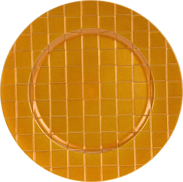 4-Pack 33cm Round Gold Plastic Charger Plates, Christmas Dinner Placemats Set