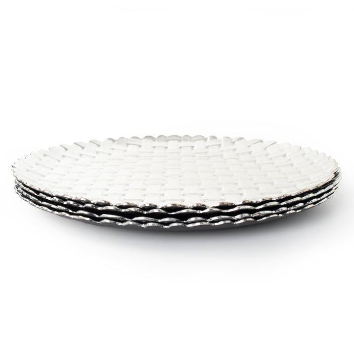 Silver Charger Plates Set 4 Round Christmas Dinner Plates Under Plates Braided