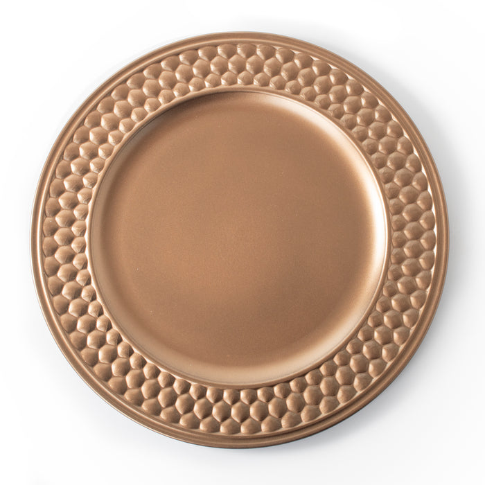 Koopman Set of 4 33cm Bronze Plastic Charger Plates Modern Honeycomb Rim Finish