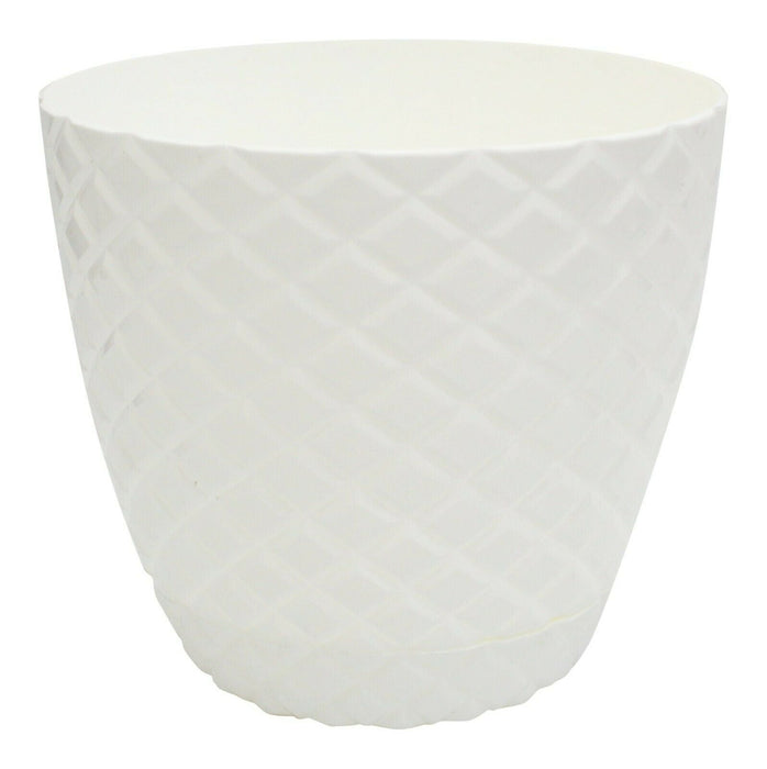 2-Pack 20cm Tall White Self-Watering Plastic Planters, 5.6L Indoor/Outdoor Pots