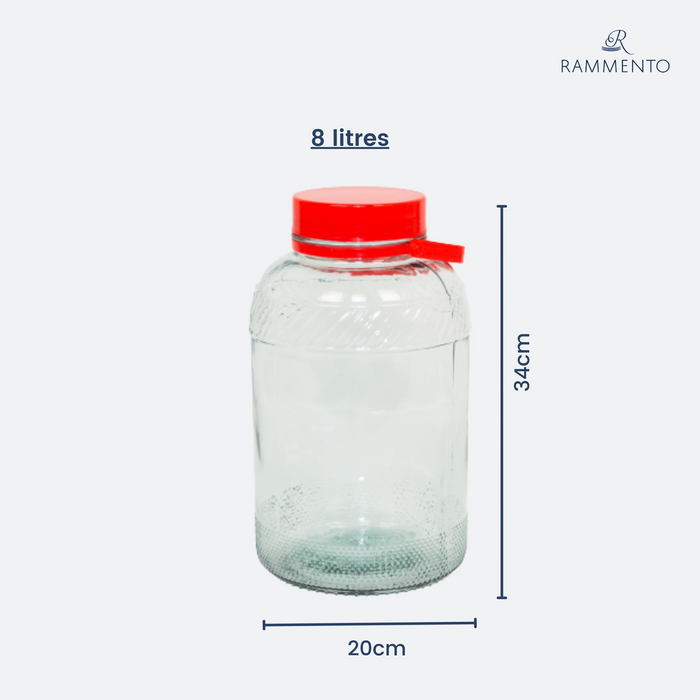 Rammento 8l Glass Jar for Pickling Airtight Wide-Mouth Pickling Jar with Lid