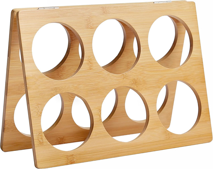 RTA 35cm Foldable 6-Bottle Bamboo Wine Rack, Brown