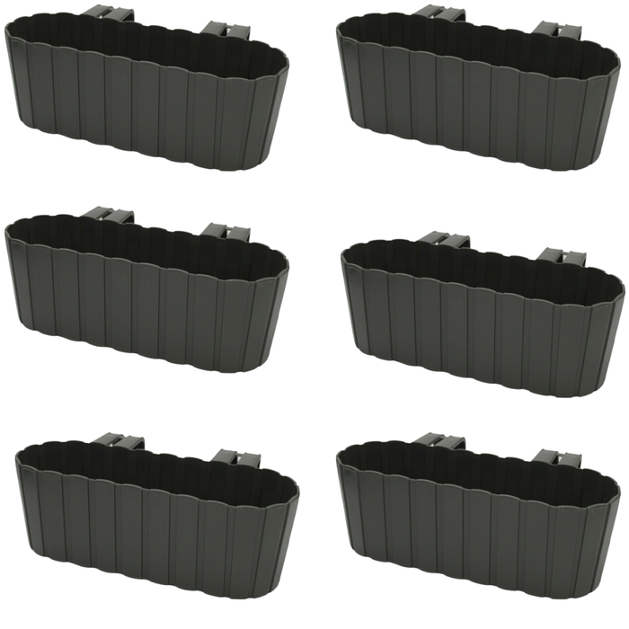 38cm Long Hanging Balcony Planters for Railing, Stone Grey 5L Flower Troughs