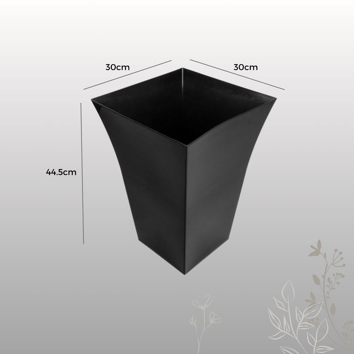 44cm Tall Black Plastic Flower Pot for Garden & Patio - Gloss Finish (38L) Pot