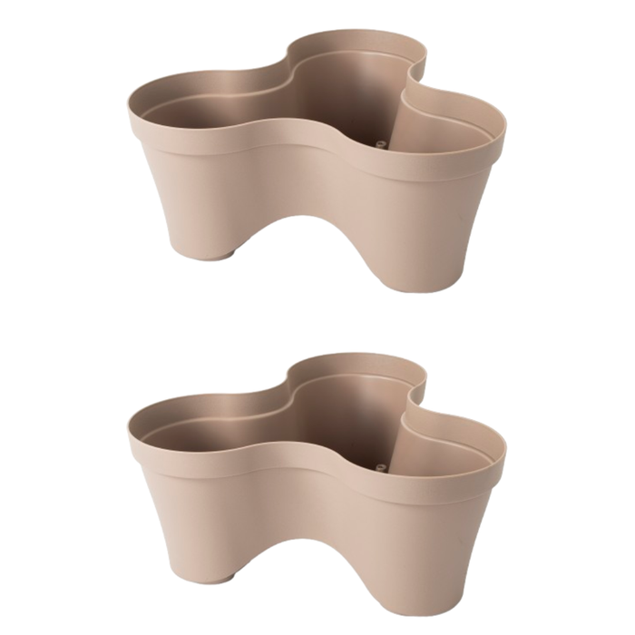 37cm Plastic Trio Stackable Planters, Taupe 8.8L & Patio Garden Flower Pots