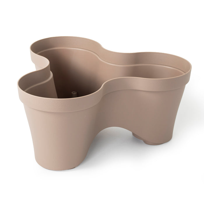 37cm Plastic Trio Stackable Planters, Taupe 8.8L & Patio Garden Flower Pots