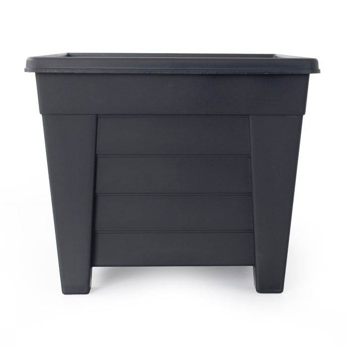 32cm Large Square 29L Raised Black Plastic Flower Pot for Garden & Patio