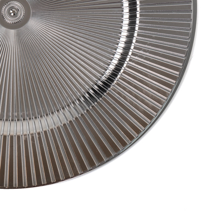 4-Pack 33cm Round Plastic Charger Plates - Silver Decorative Striped Underplates
