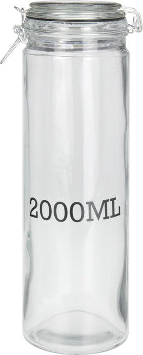 2L Airtight Glass Food Storage Jar with Clamp-Top Lid, Clear Kitchen Canister