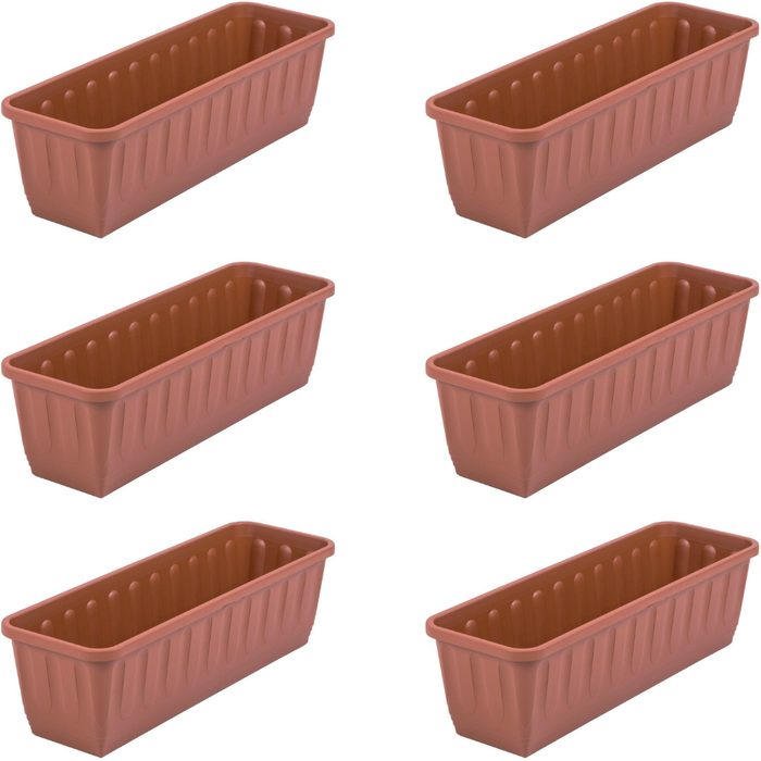 1-6 Large 60cm Long Plastic Terracotta Planting Troughs, 10L Windowsill Planters