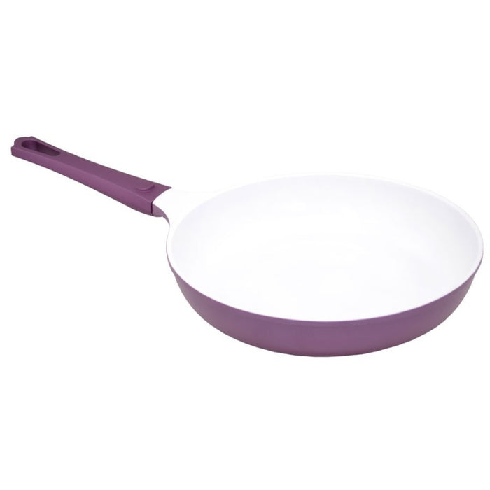 Bergner 29cm Ceramic Non-Stick Frying Pan, Mulberry & White Induction Pan