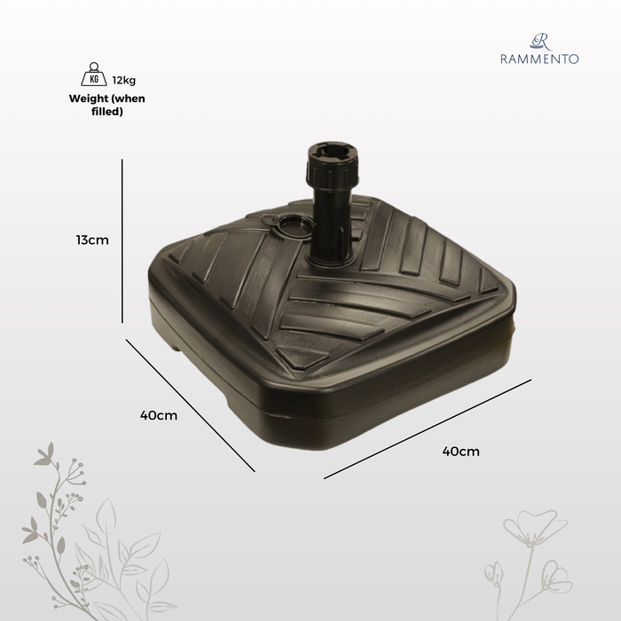 Rammento Plastic Garden Umbrella Base, Brown 40cm Square Parasol Sun Shade Base