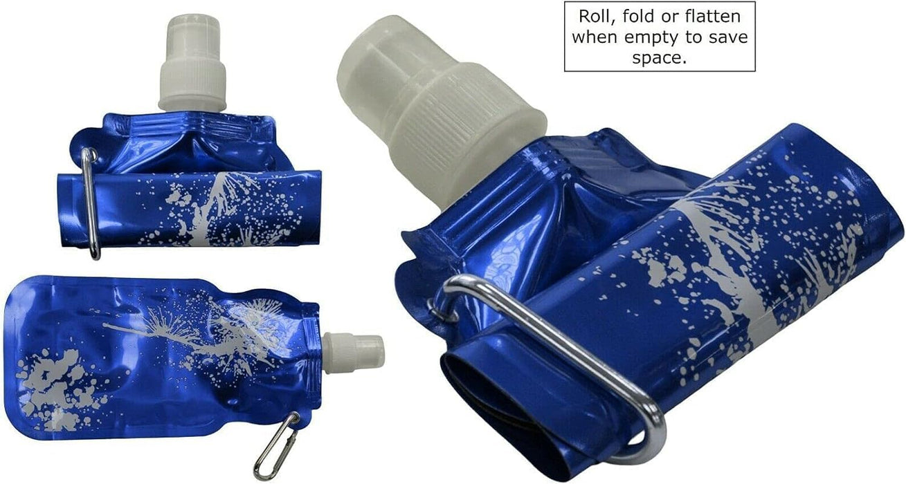 BPA-Free Plastic 500ml Foldable Non-Spill Sports Water Bottles Black Blue or Red