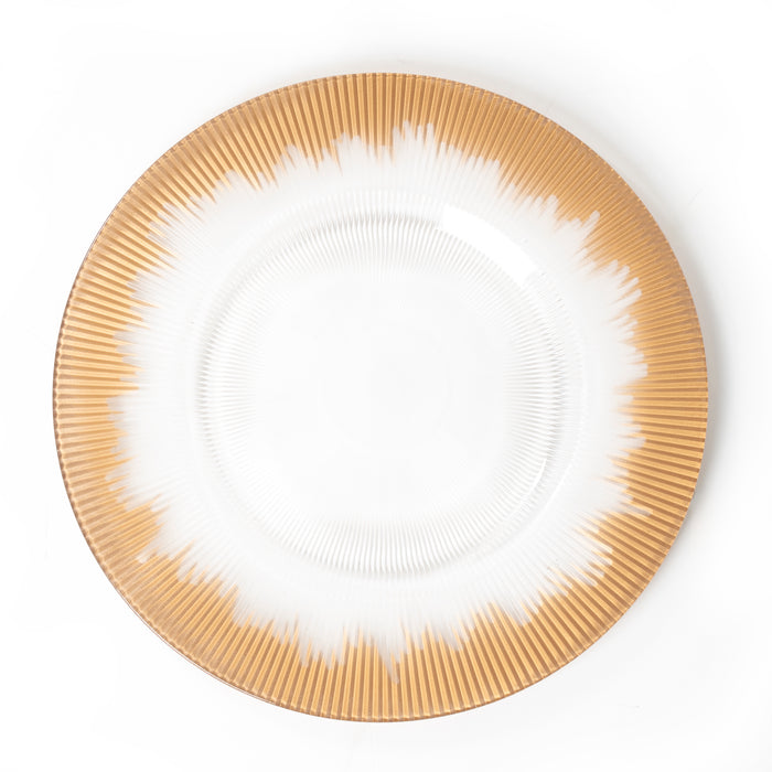 Set of Modern Clear & Gold Charger Plates Round Under Plates Christmas Dinner Tableware