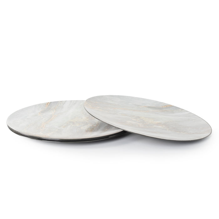 Set of 4 Marble Effect Grey Plastic 33cm Round Charger Plates Under Plates