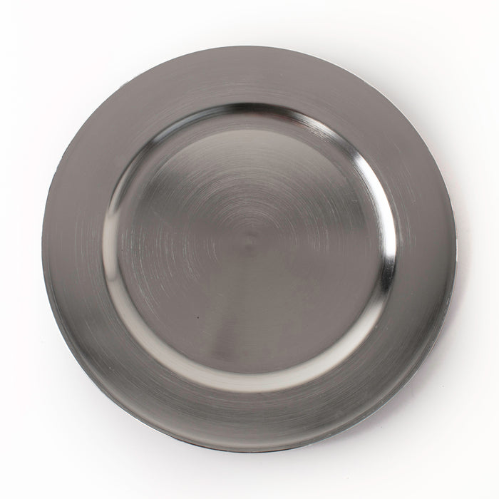 Set of Silver Charger Plates Metallic Finish 33cm Round Under Plates Christmas
