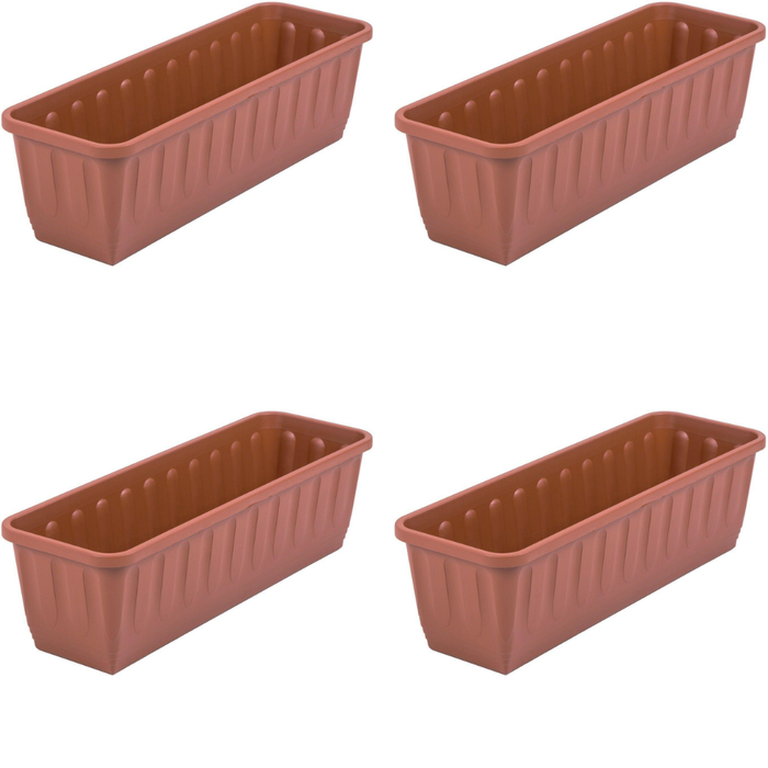 1-6 Large 60cm Long Plastic Terracotta Planting Troughs, 10L Windowsill Planters