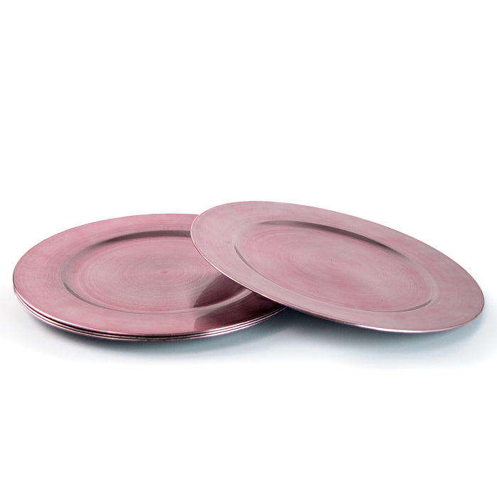 Set Of Pink Charger Plates 33cm Under Plates Round Pink Christmas Tableware