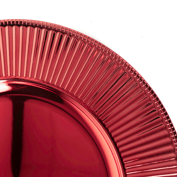Rammento Set of 4 33 cm Rippled Edge Pink Round Charger Plates for Festive Dining