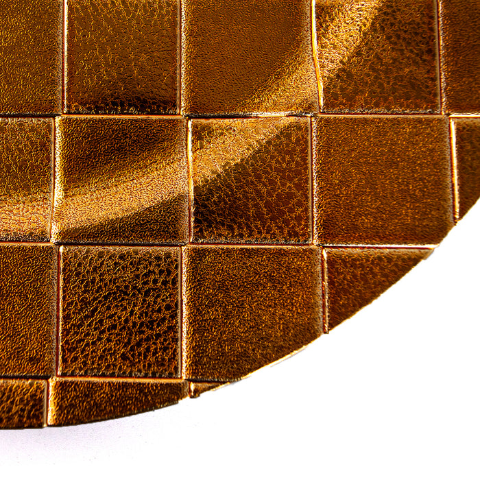 Geri Set of 4/6 33cm Golden Chequered Round Charger Plates for Festive Dining