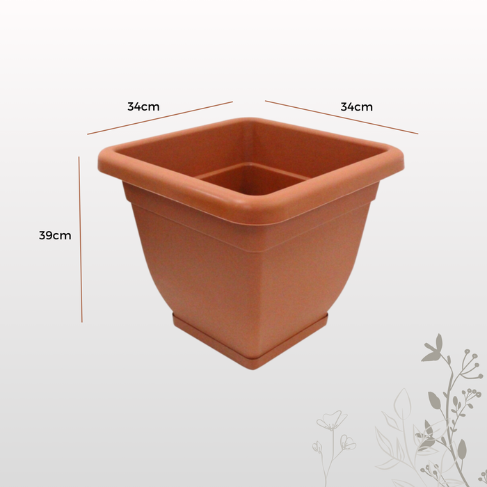 Geri 40cm ⌀ x 35cm H Terracotta Large Plastic Planter | Indoor/Outdoor Plant Pot