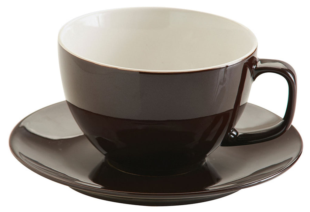 Price & Kensington Rockingham Large 425ml Brown Stoneware Coffee Mug and Saucer