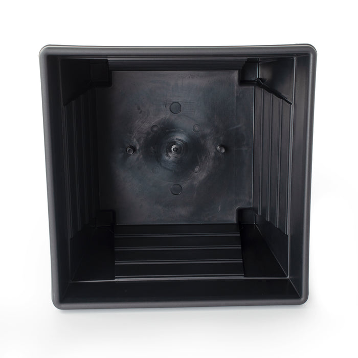 32cm Large Square 29L Raised Black Plastic Flower Pot for Garden & Patio