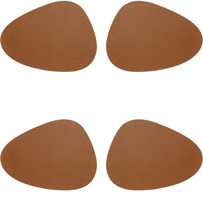 4-Pack 40cm Recycled Leather Placemats, Tan 40x30cm Pebble-Shaped Table Mats