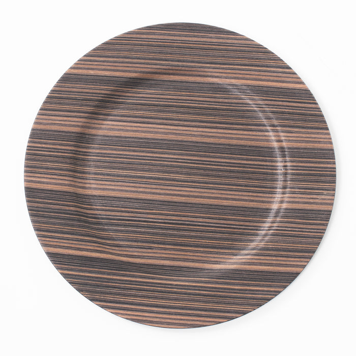 Set of 4 Natural Wood Effect Charger Plates Brown Wood Design 33cm Under Plates