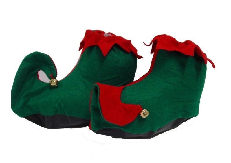 30cm Unisex Elf Shoes/Slippers Christmas Costume with Bells for Adults