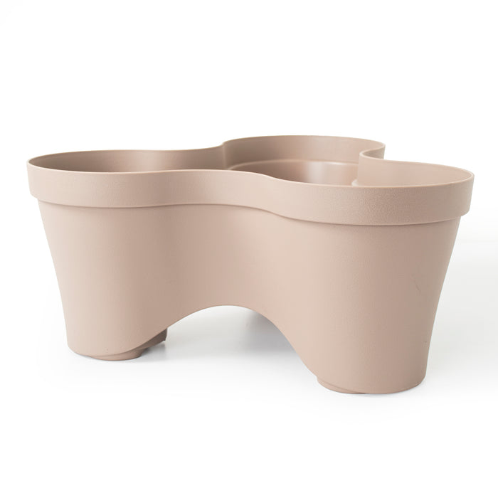 37cm Plastic Trio Stackable Planters, Taupe 8.8L & Patio Garden Flower Pots
