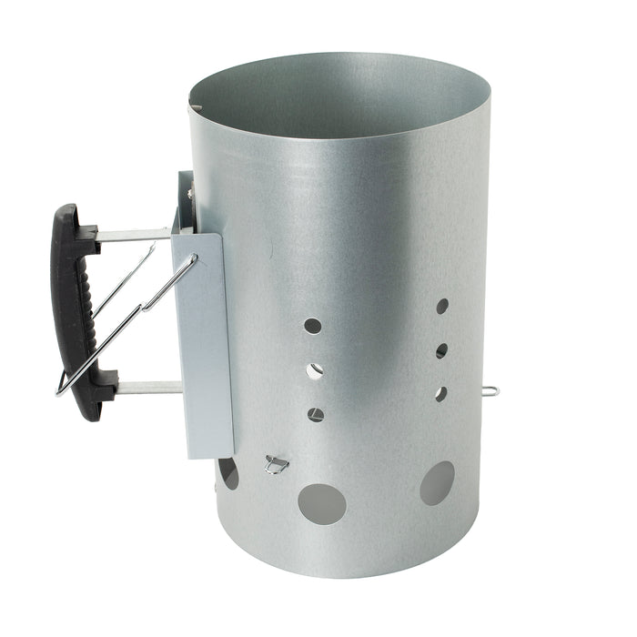 Cheerful Bargains XL 31cm BBQ Coal Chimney Starter Silver Metal Barbecue Starter