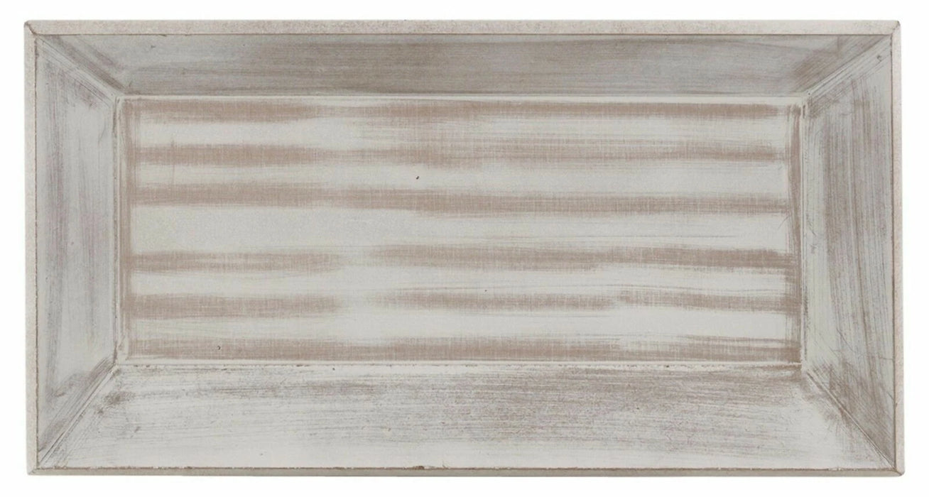 40cm Long Spruce Wooden Tray, Distressed Grey Wash Decorative Tea Tray