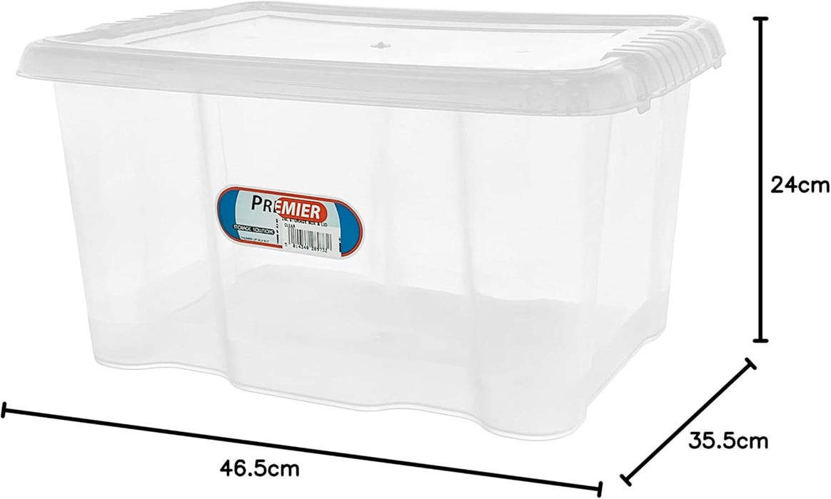 24L Clear Stackable Plastic Storage Box with Snap-Shut Lid Underbed Storage