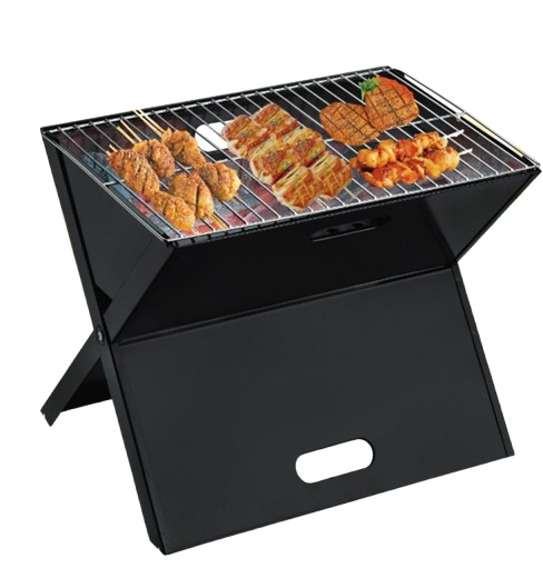 Rammento 45cm Steel Portable Charcoal Grill, Black Folding BBQ Grill with Carry Case