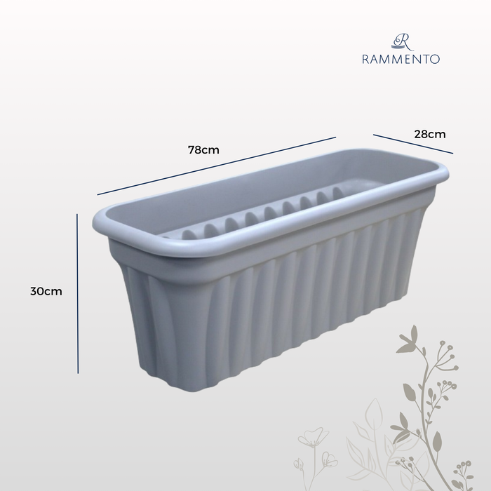 long plastic troughs for plants 80cm Long Rectangular Upcycled Grey Plastic 72L Trough Plant Pot for G — Cheerful Bargains Ltd