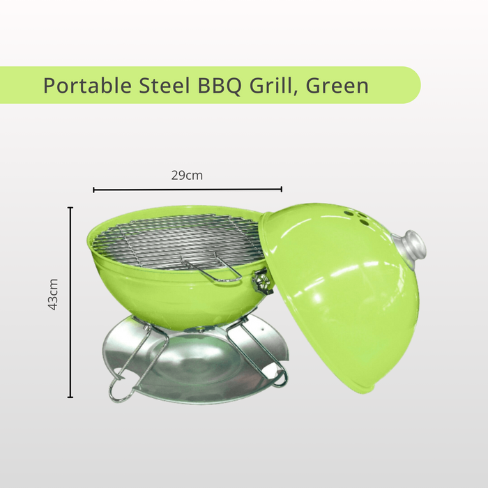 Sunnydays Green Portable & Freestanding Enamelled Steel BBQ Grill, 29cm ⌀ x 43cm