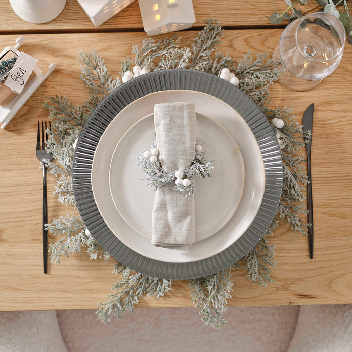 4x Silver Rippled Charger Plates Tableware Set Chip-Resistant Occasion Plate