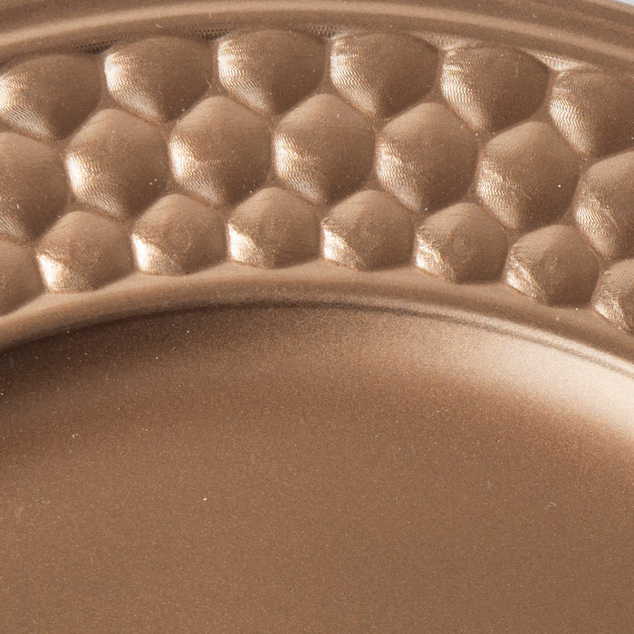 Set of 4 Bronze Charger Plates Modern Honeycomb Design Rim 33cm Round Plates