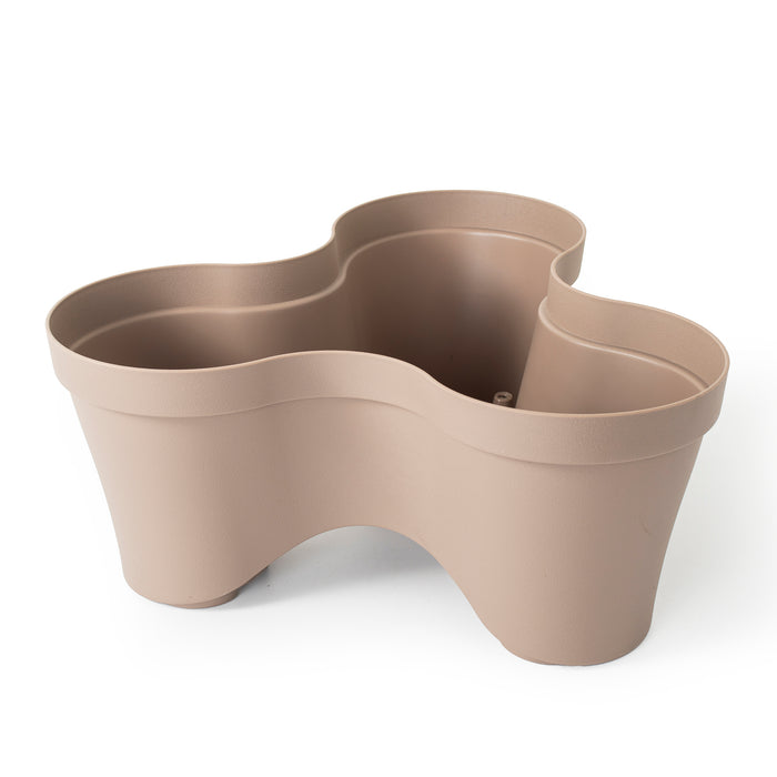 37cm Plastic Trio Stackable Planters, Taupe 8.8L & Patio Garden Flower Pots