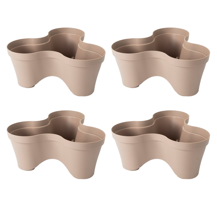 37cm Plastic Trio Stackable Planters, Taupe 8.8L & Patio Garden Flower Pots