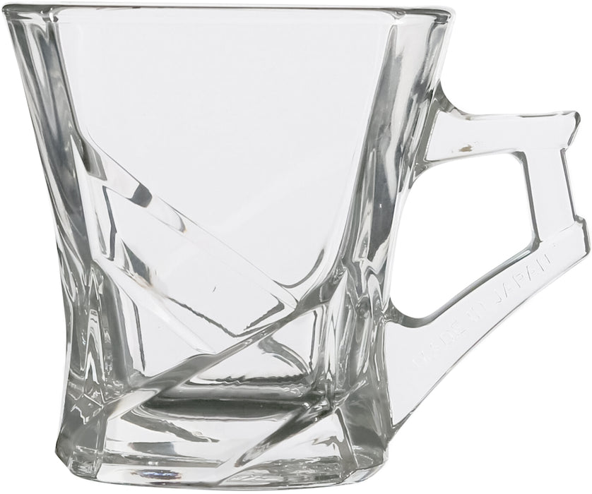 Silica Crystal Set of 6 Tea Glasses with Handles. Glass Square Tea Mugs Gift Box