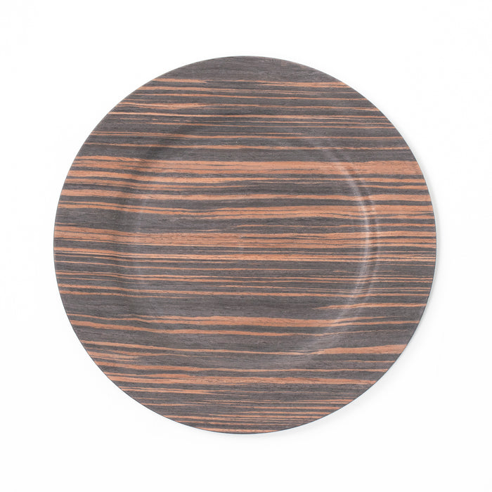 Set of 4 Brown Wood Effect Charger Plates Large 33cm Under Plates Wooden Design