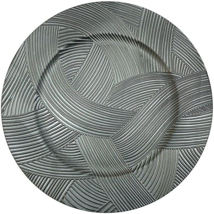 Rammento 6-Pack 33cm Light Grey Wave-Effect Plastic Charger Plates